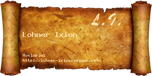 Lohner Ixion névjegykártya